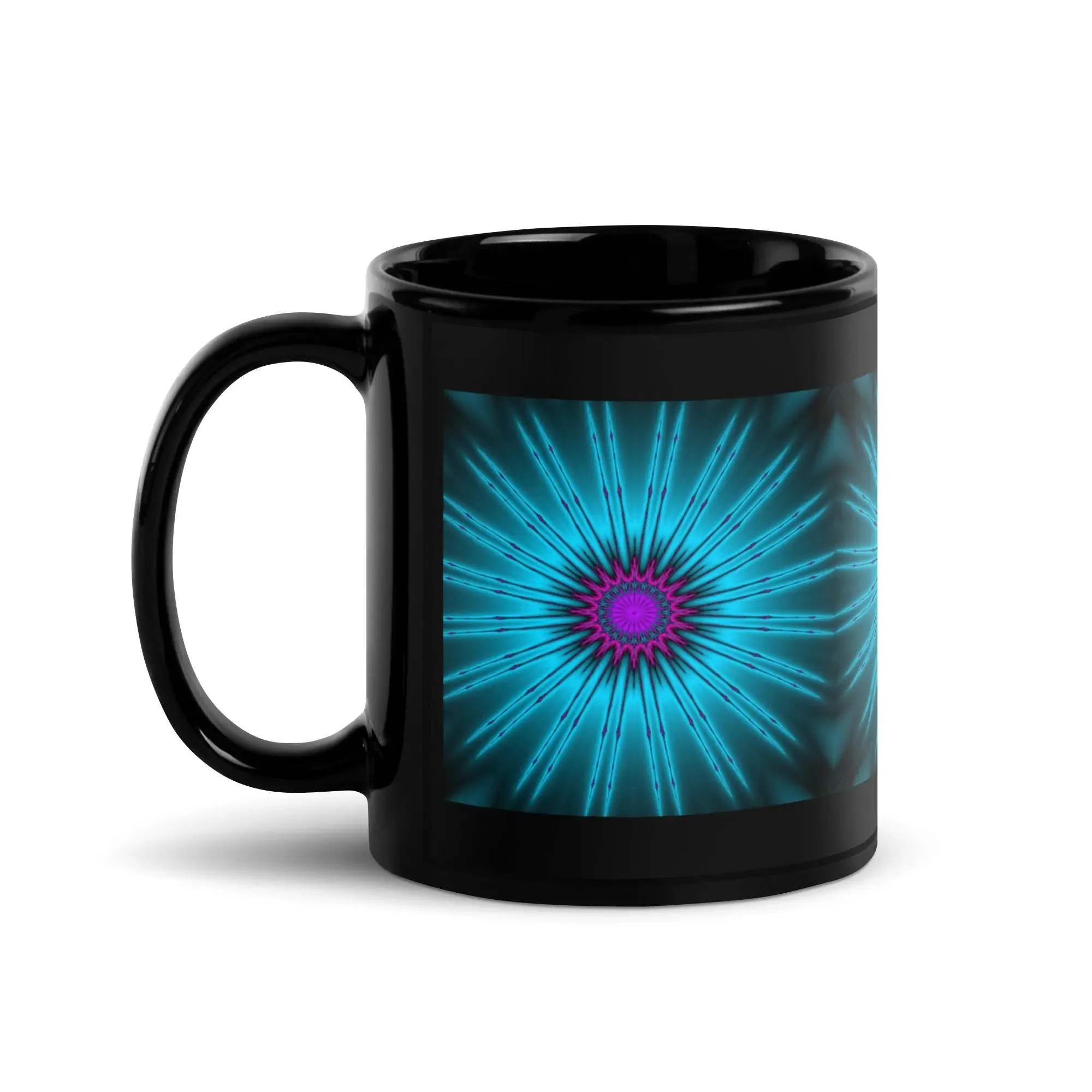 Glowing Fractal Black Glossy Mug