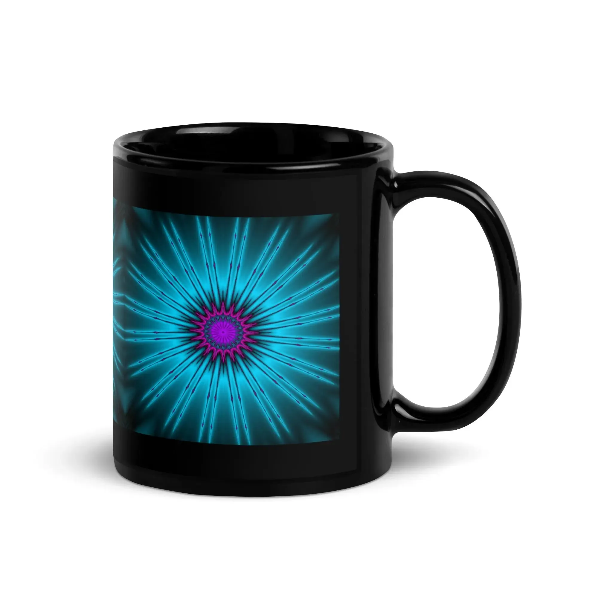 Glowing Fractal Black Glossy Mug