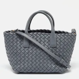 Grey Intrecciato Leather Mini Cabat Tote