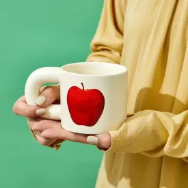 Handcrafted Ceramic Mugs with Big Apple and Pear Designs | Unique Design