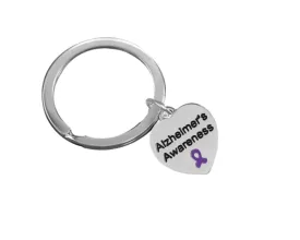 Heart Shaped Alzheimer's Awareness Split Style Keychains