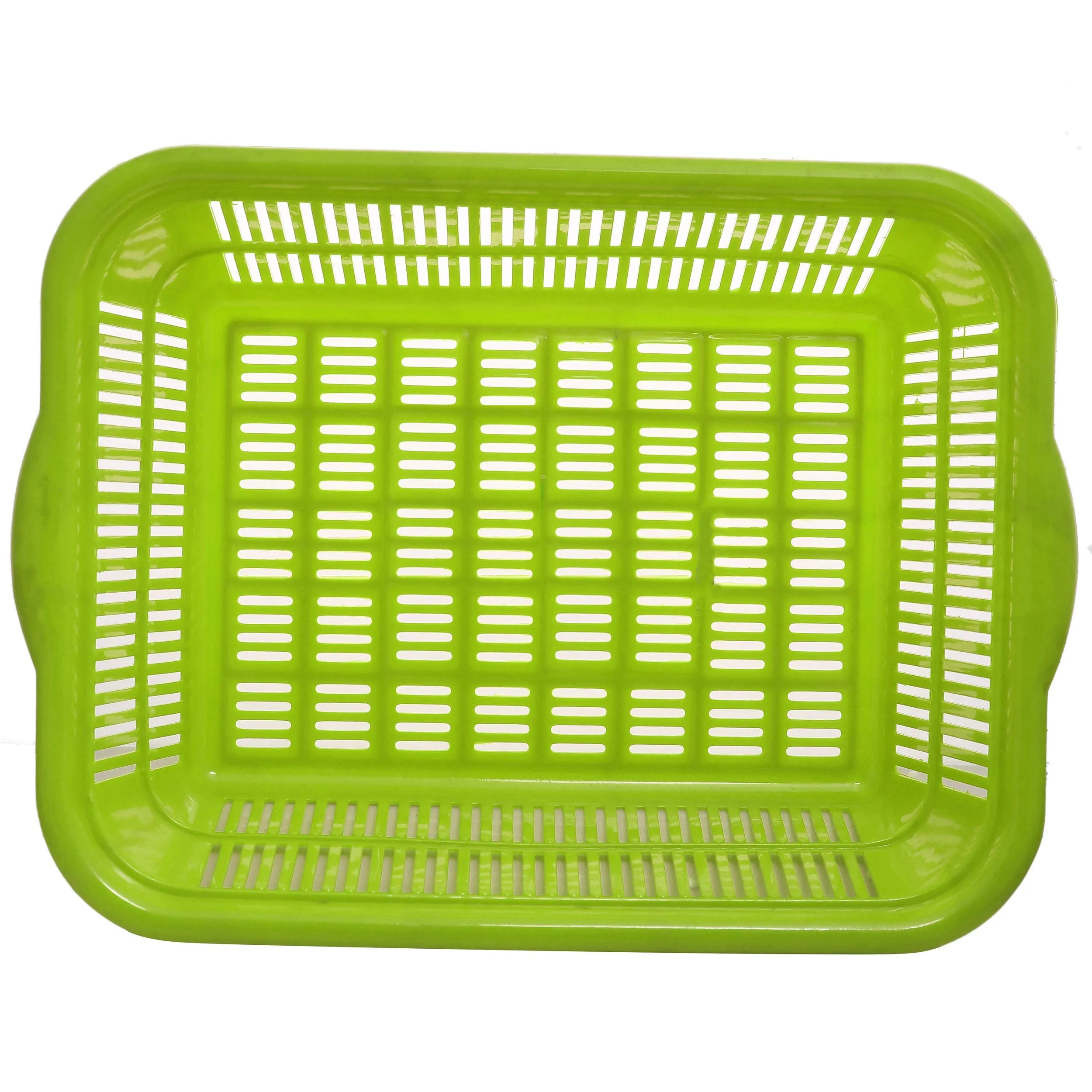 Kuber Industries 2 Pieces Plastic Kitchen Dish Rack Drainer Vegetables and Fruits Basket Dish Rack Multipurpose Organizers,Large Size,Green & Yellow - KUBMART791