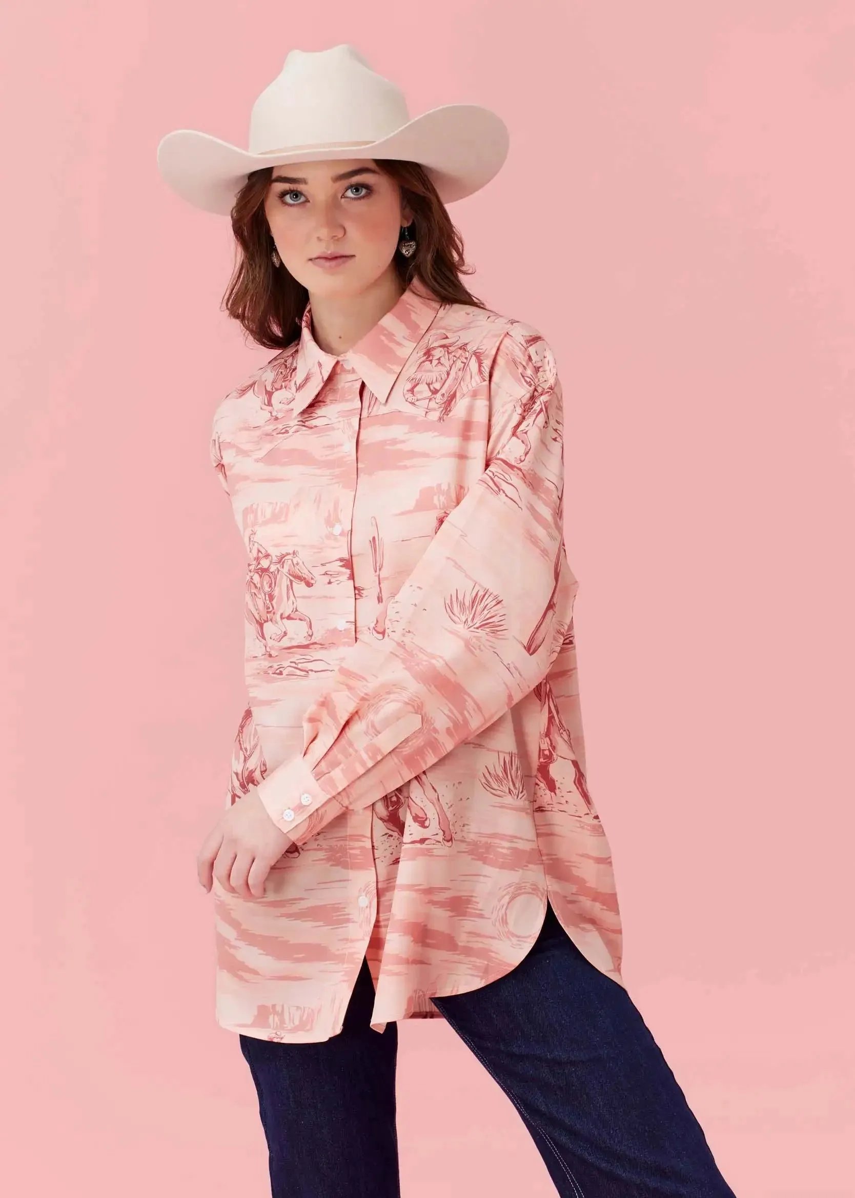 Lakota Top | Printed Oversized Western Button-up Shirt