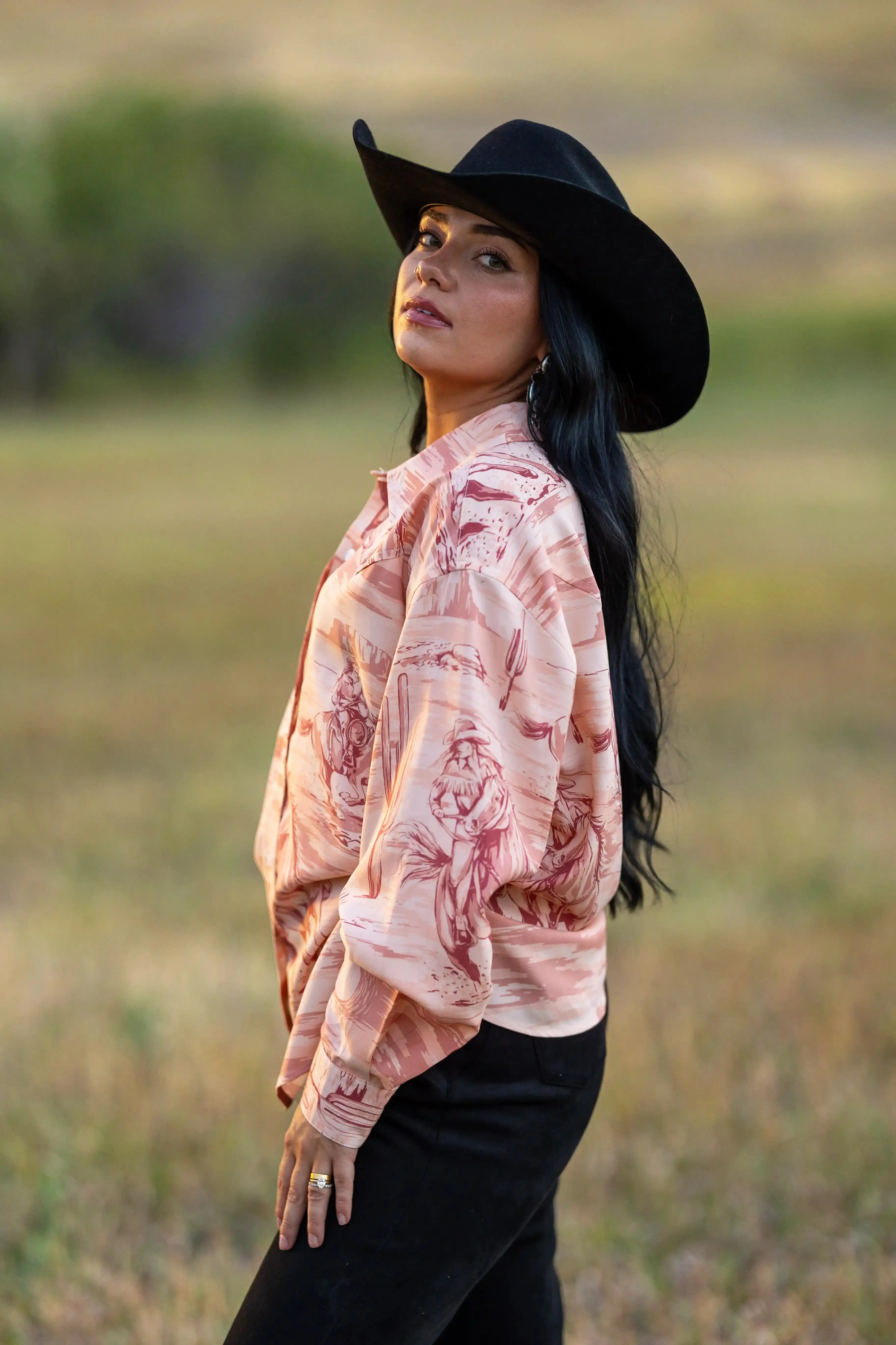 Lakota Top | Printed Oversized Western Button-up Shirt