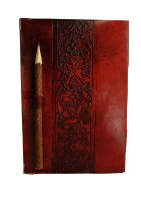 Large vintage Antique embossed leather journal