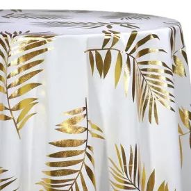 Leaf (Metallic Print) Table Linen in White and Gold