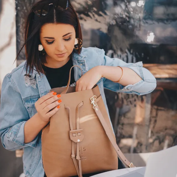 Leather Batseba Bucket Bag - Cognac