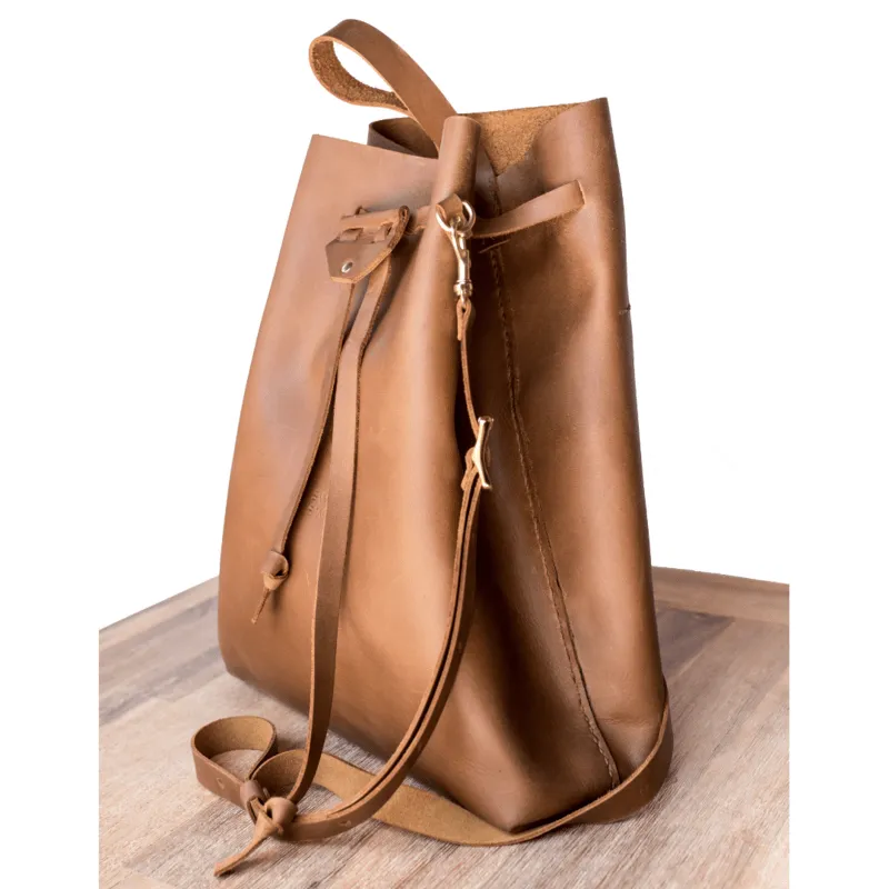 Leather Batseba Bucket Bag - Cognac