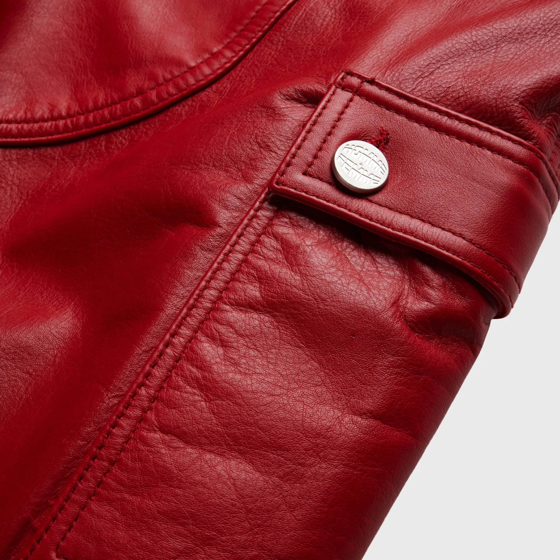 Leather Cargo Pant Red