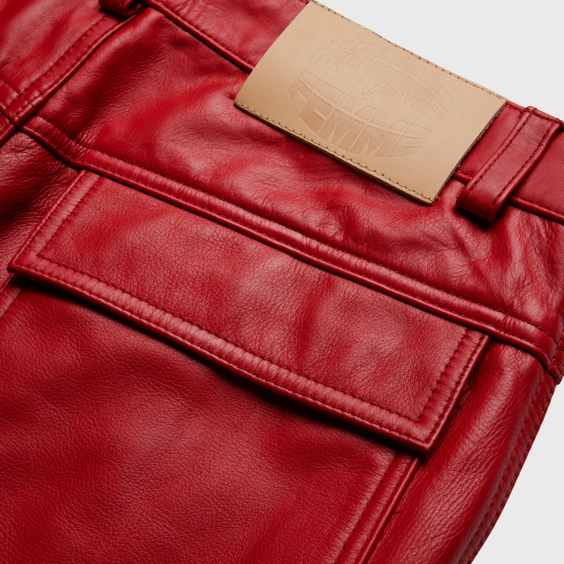 Leather Cargo Pant Red