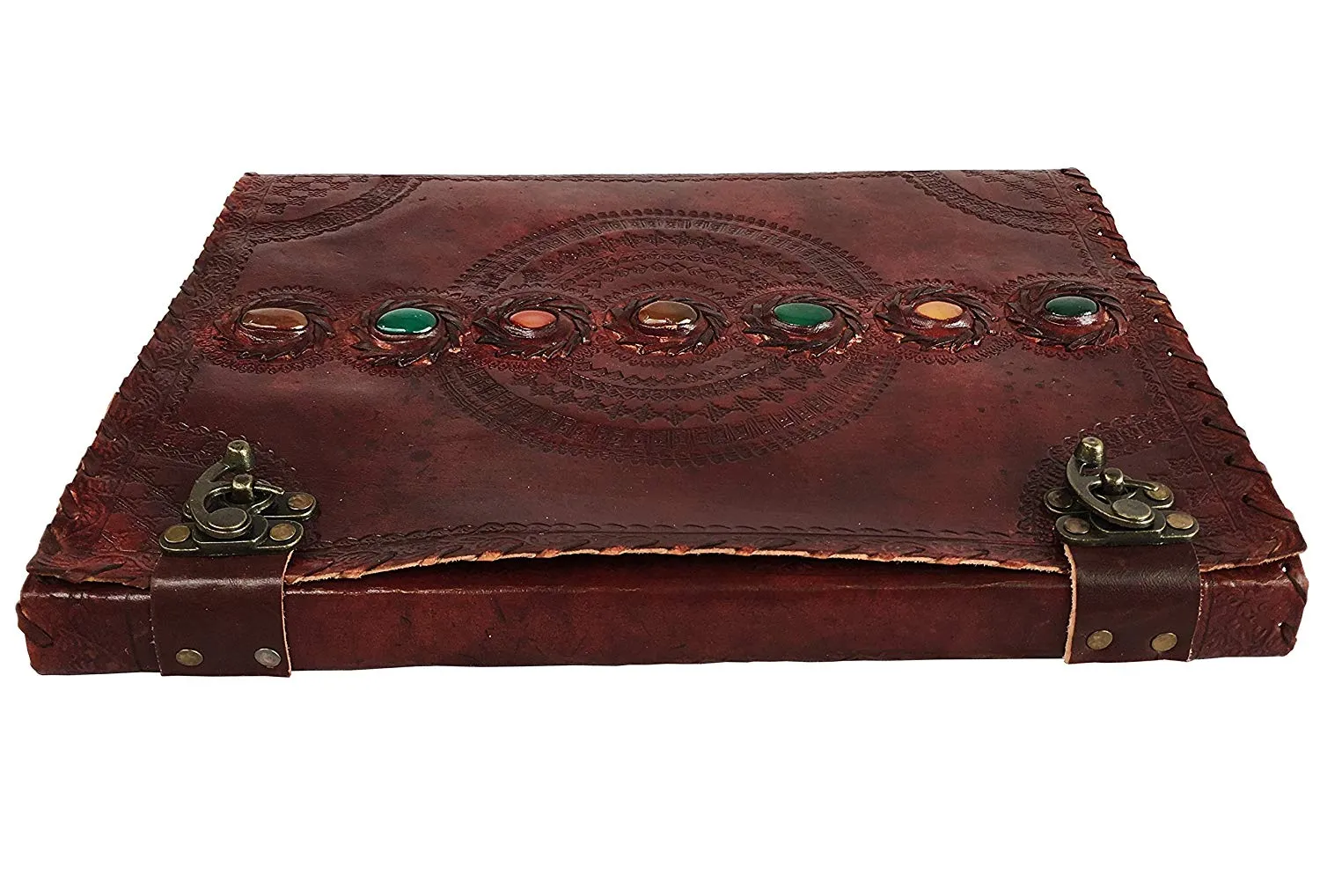 Leather Journal Seven Chakra Medieval  Stone Embossed