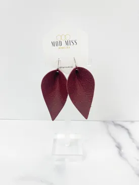 Leather Petal Earring "Merlot"