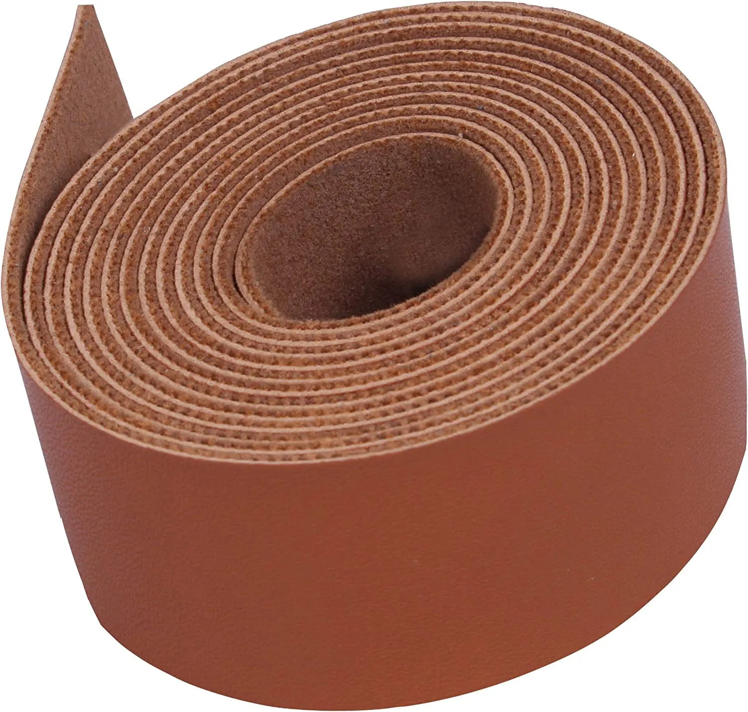 Leather Strap - Premium Faux Leather Strips for Crafts -  1" x 60" - Reddish Brown