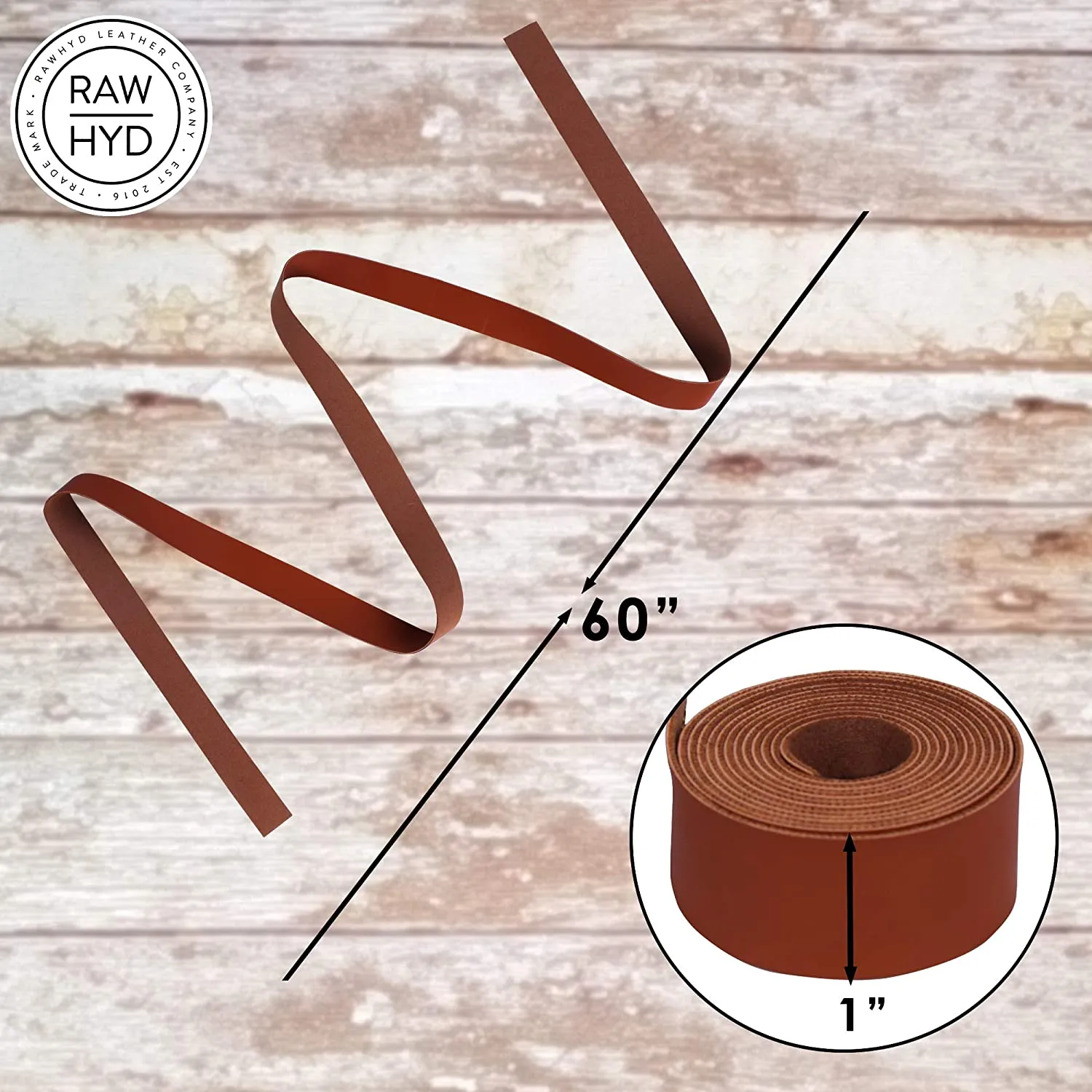 Leather Strap - Premium Faux Leather Strips for Crafts -  1" x 60" - Reddish Brown