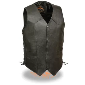 Men’s Black Classic Side Lace Biker Vest