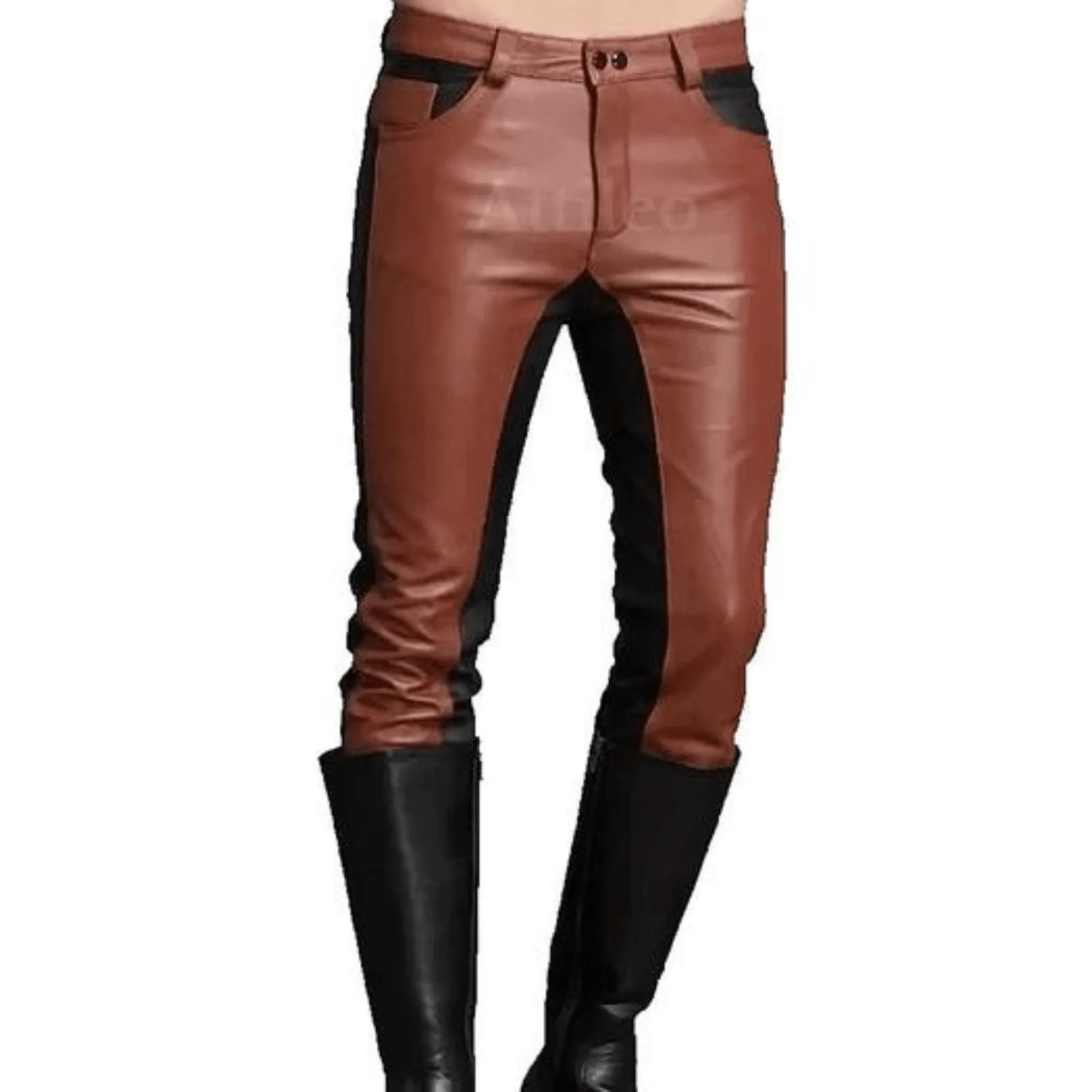 Mens Brown Leather Pants