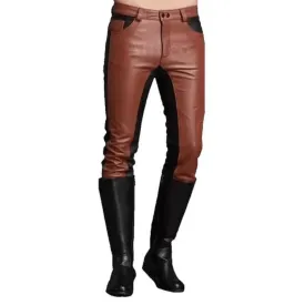 Mens Brown Leather Pants