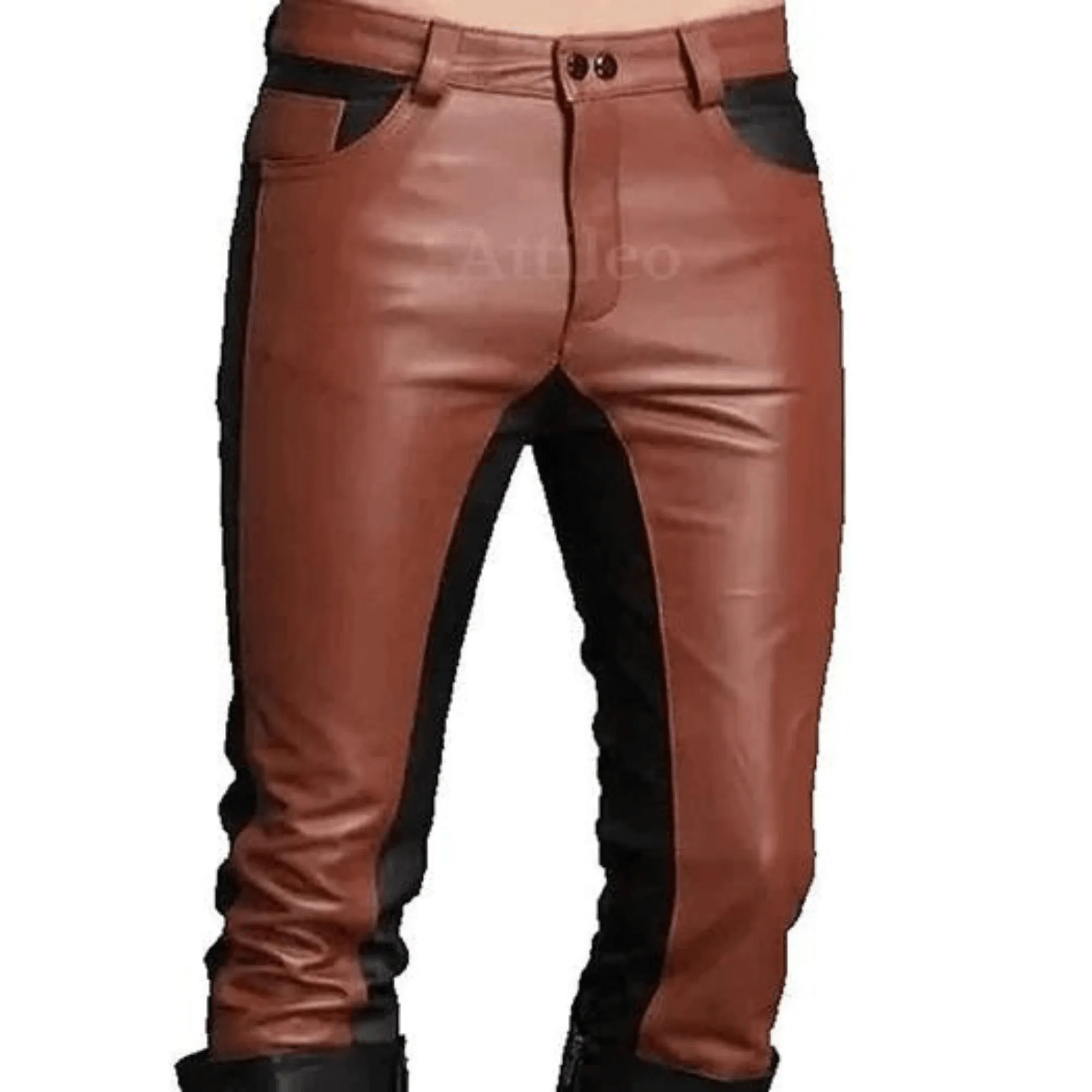 Mens Brown Leather Pants