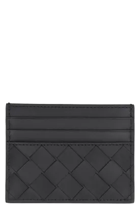 Men's Intrecciato Card Case in Black | 743209VCPQ3 Color 8803