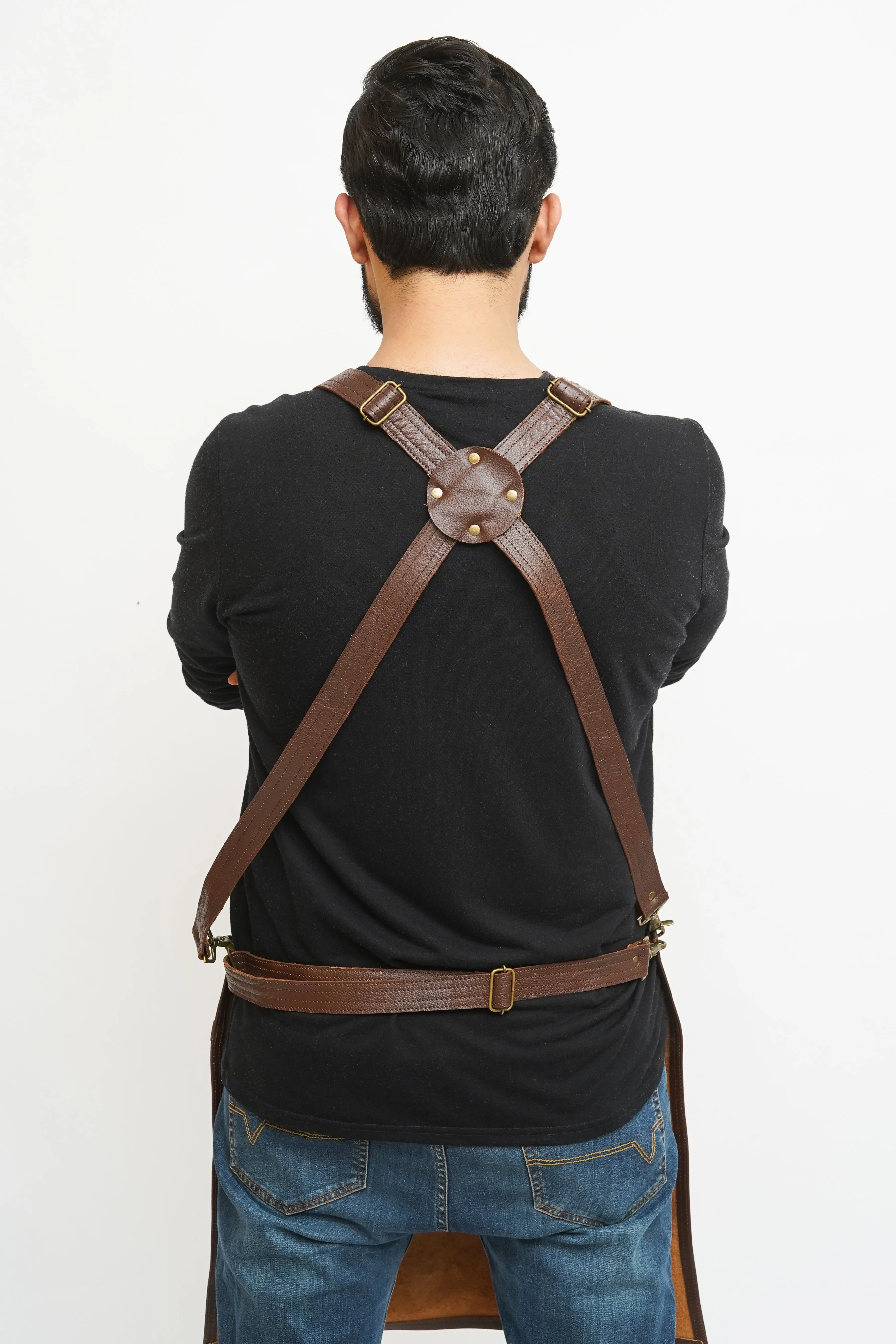 Mens Leather Work Aprons - Multi-Pockets for Men