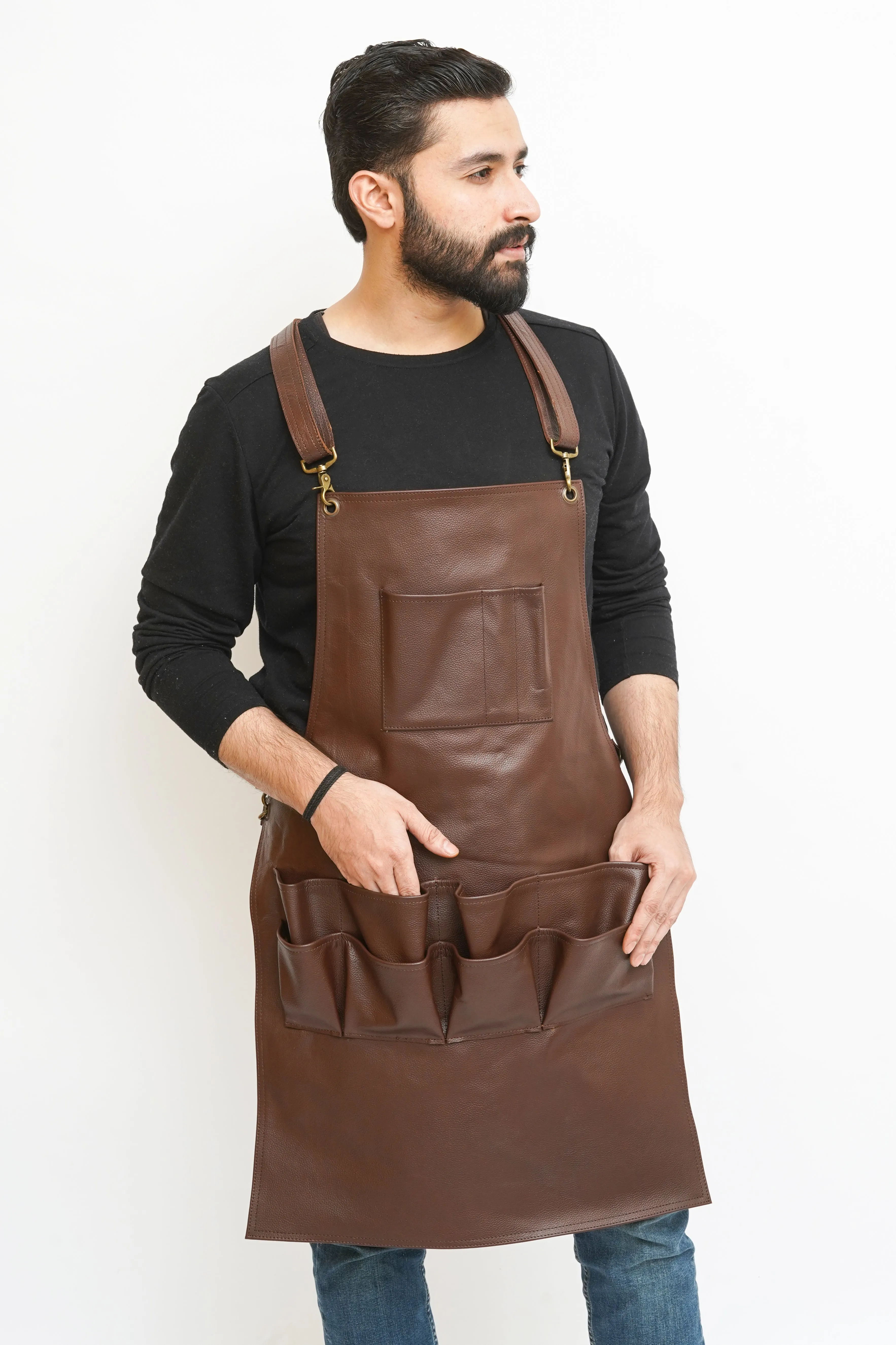 Mens Leather Work Aprons - Multi-Pockets for Men