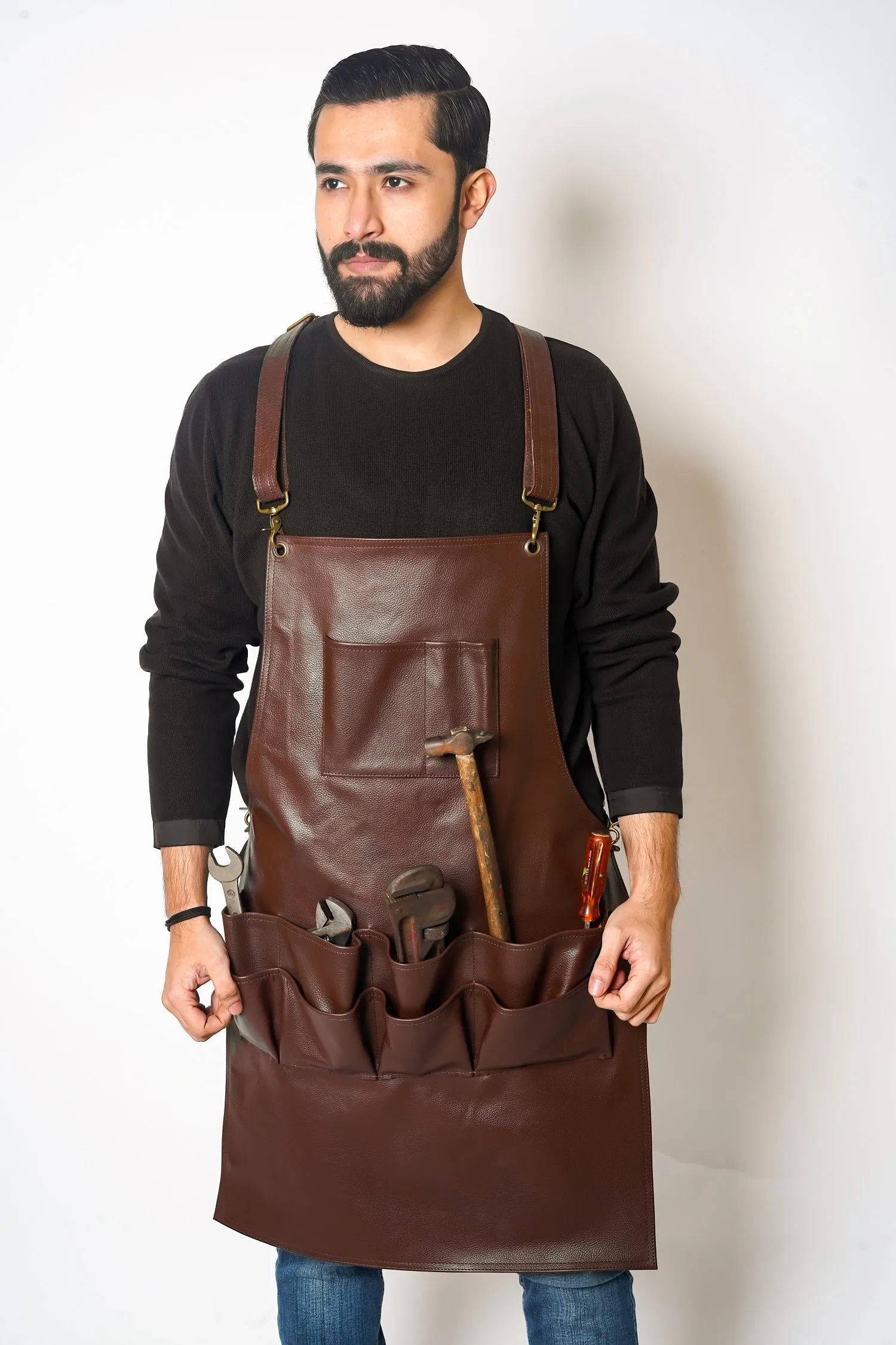 Mens Leather Work Aprons - Multi-Pockets for Men