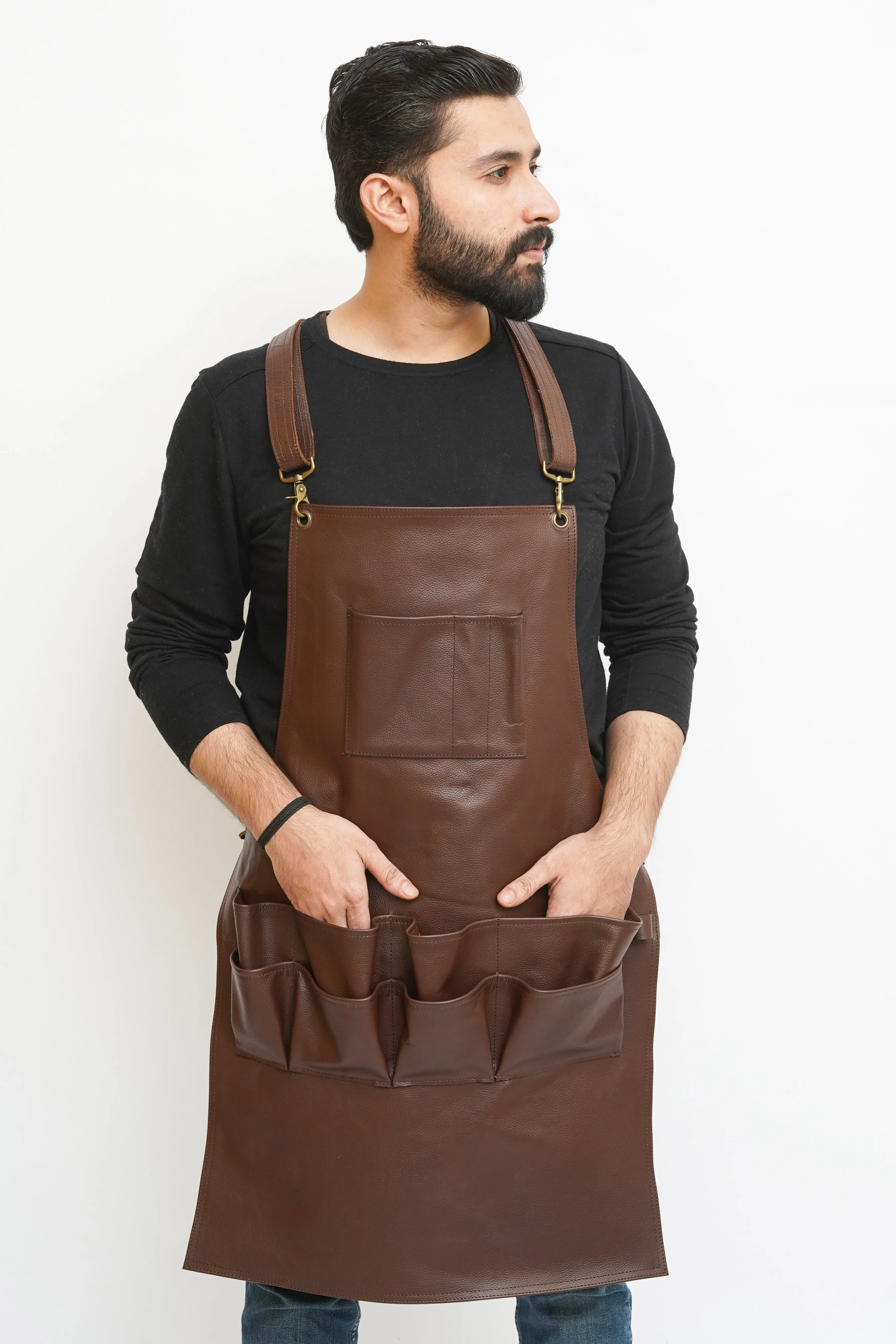 Mens Leather Work Aprons - Multi-Pockets for Men