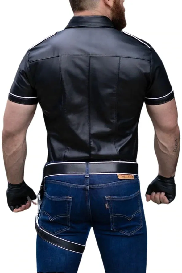 Men's Real Leather Uniform Shirt - Colors Accent