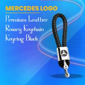 Mercedes Premium Leather Rosary Keychain Keyring - Black