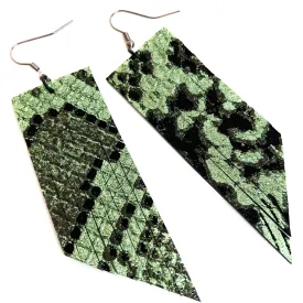 Metallic Jade Gucci Fringe Earrings