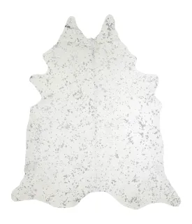 Metallic Silver White XX-Large Brazilian Cowhide Rug 8'3"H x 7'1"W #A20249 by Hudson Hides