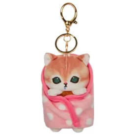 Mofusand Polka Dot Blanket Cat Plush Keychain