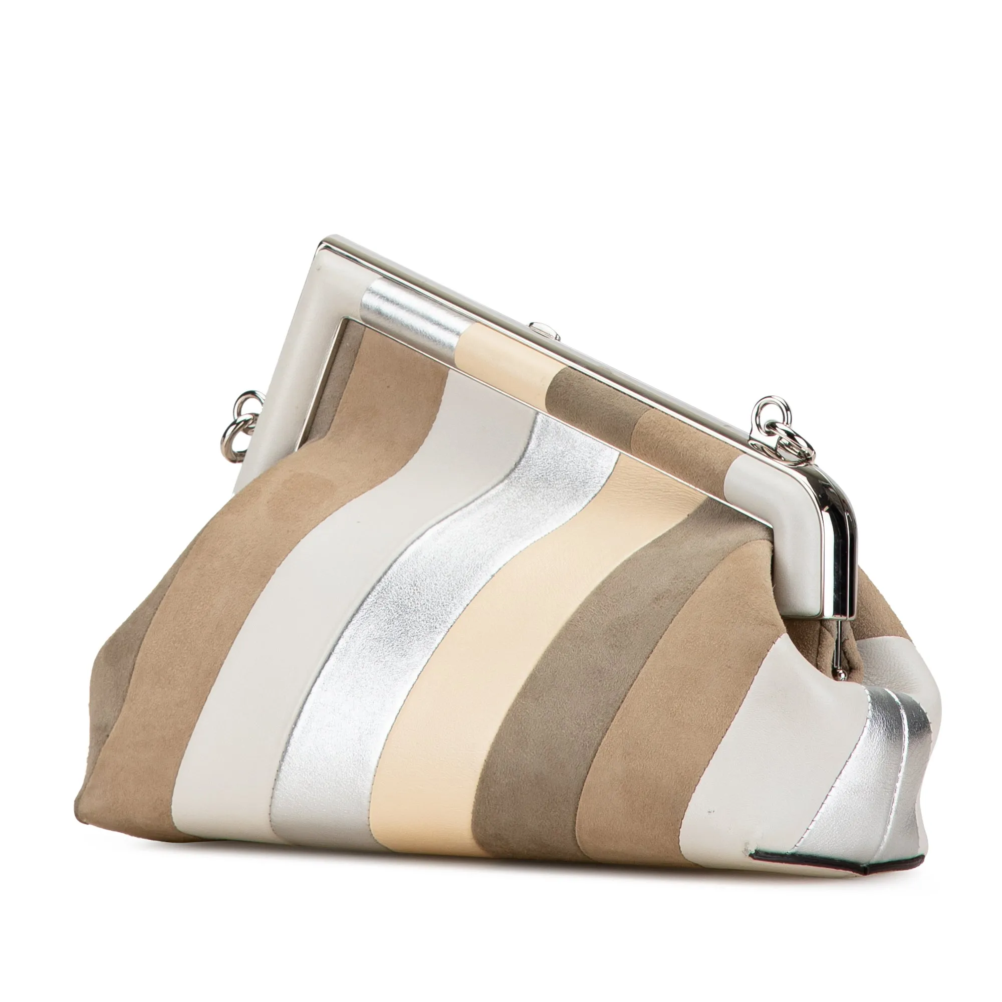 Multicolor Fendi Small Fendi First Leather and Suede Striped Crossbody