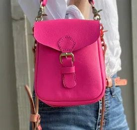 Neon Pink Flap Bag with Two Strap Lengths