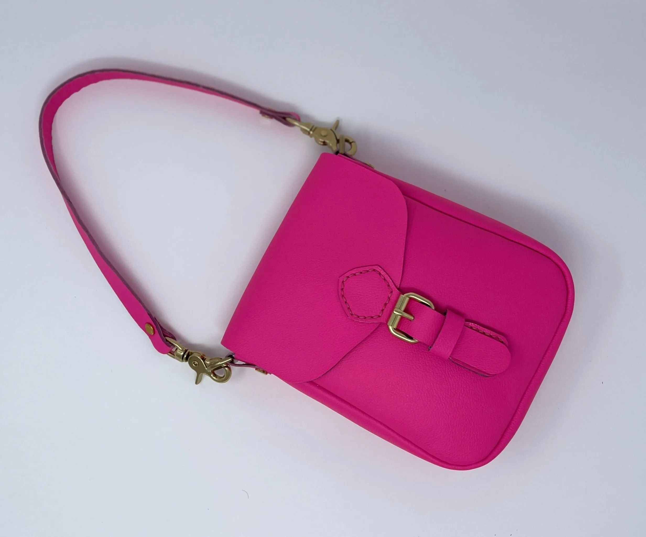 Neon Pink Flap Bag with Two Strap Lengths