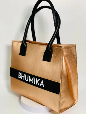 Personalized Tote Bag Black & Rose Gold