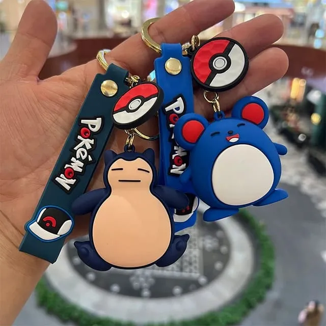 Pokemon 3D Silicon Keychains With Bagcharm and Strap (Select From Drop Down)