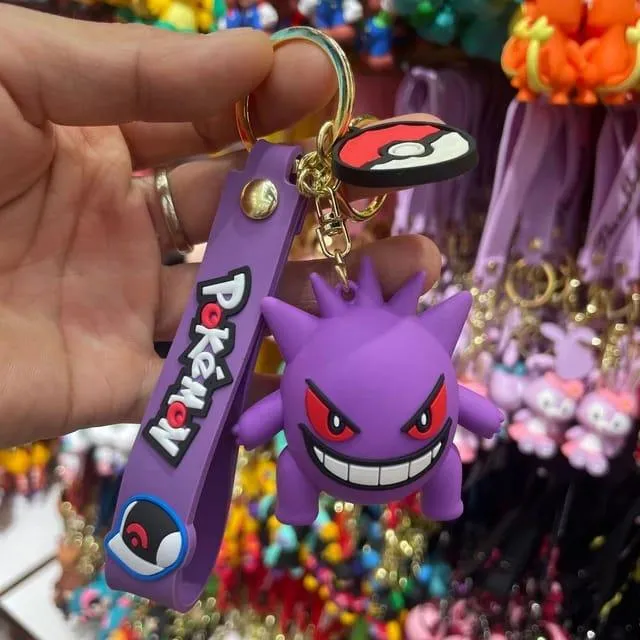 Pokemon 3D Silicon Keychains With Bagcharm and Strap (Select From Drop Down)