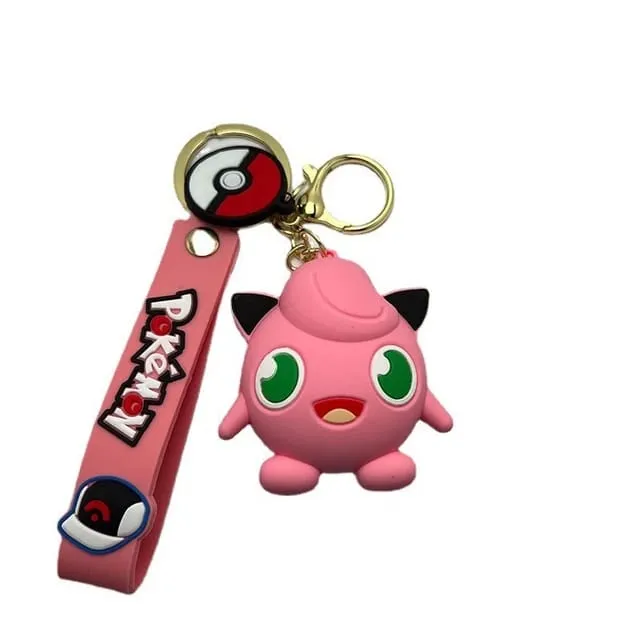 Pokemon 3D Silicon Keychains With Bagcharm and Strap (Select From Drop Down)