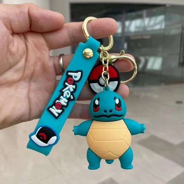 Pokemon 3D Silicon Keychains With Bagcharm and Strap (Select From Drop Down)