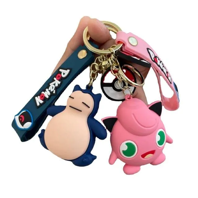 Pokemon 3D Silicon Keychains With Bagcharm and Strap (Select From Drop Down)