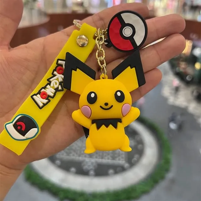 Pokemon 3D Silicon Keychains With Bagcharm and Strap (Select From Drop Down)