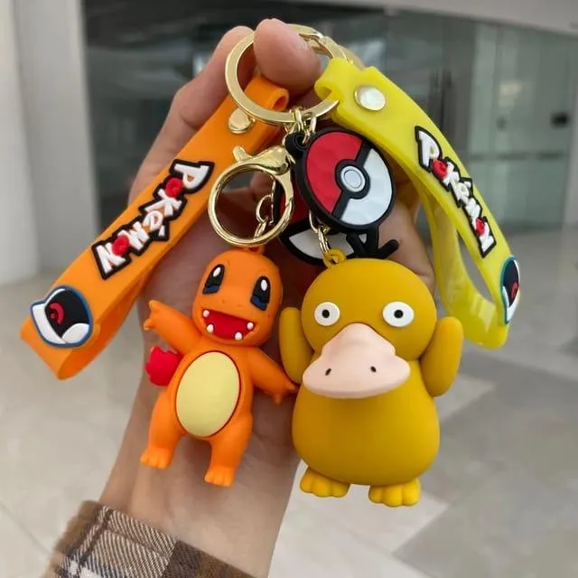 Pokemon 3D Silicon Keychains With Bagcharm and Strap (Select From Drop Down)