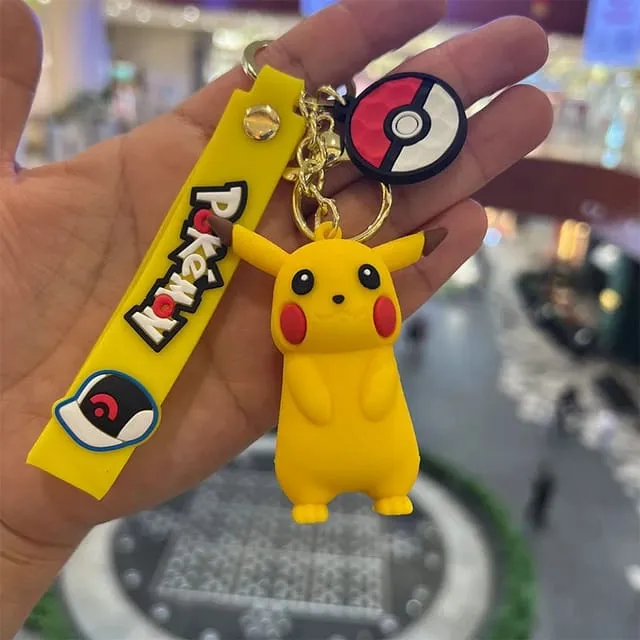 Pokemon 3D Silicon Keychains With Bagcharm and Strap (Select From Drop Down)