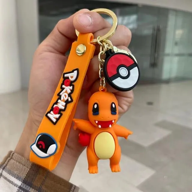 Pokemon 3D Silicon Keychains With Bagcharm and Strap (Select From Drop Down)