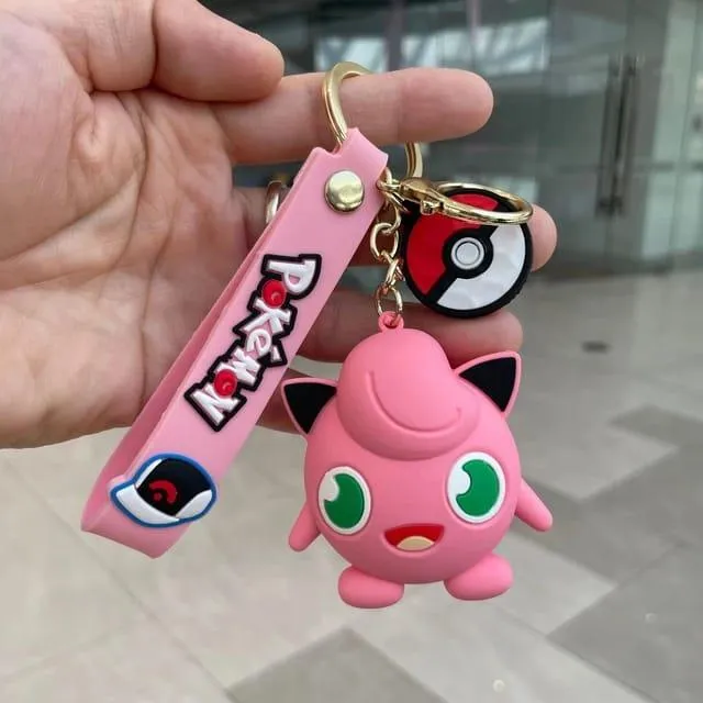 Pokemon 3D Silicon Keychains With Bagcharm and Strap (Select From Drop Down)