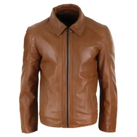 Real Leather Men's Classic Biker Style Jacket