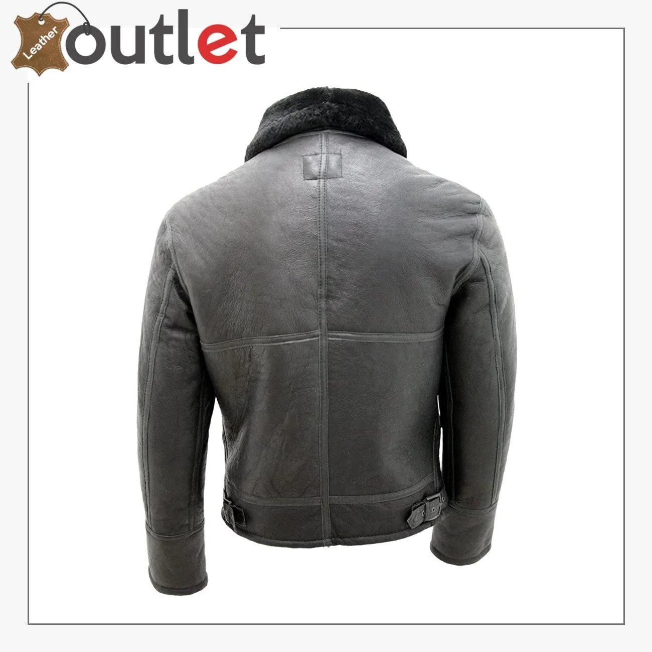 Real Shearling Sheepskin Fur Flying B3 Leather Bomber Jacket