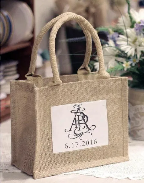 Rustic Wedding Favor Burlap Bags / Promotional Jute Totes  TJ907