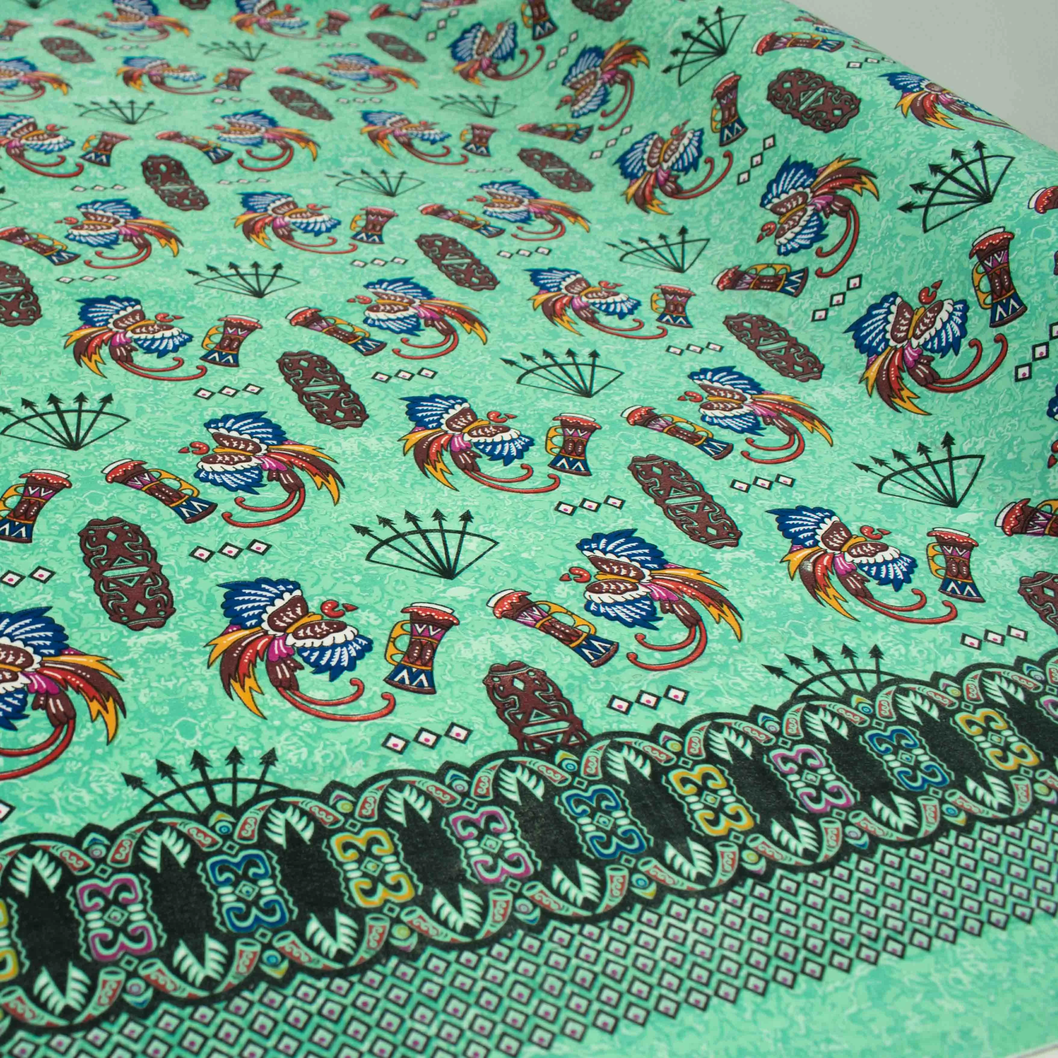 Sahara Ice Wash Prints Design-3 Blue Birds on Light Teal Batik Printed Crepe